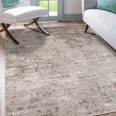 HomeRoots Rectangle Abstract Polypropylene Area Rug