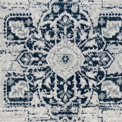 HomeRoots Rectangle Medallion Polypropylene Area Rug