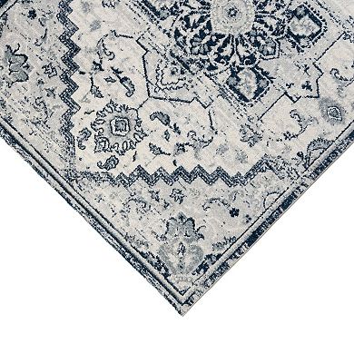 HomeRoots Rectangle Medallion Polypropylene Area Rug
