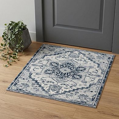 HomeRoots Rectangle Medallion Polypropylene Area Rug