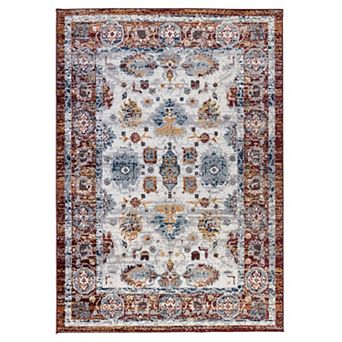 HomeRoots Rectangle Floral Polypropylene Area Rug