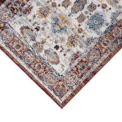 HomeRoots Rectangle Floral Polypropylene Area Rug