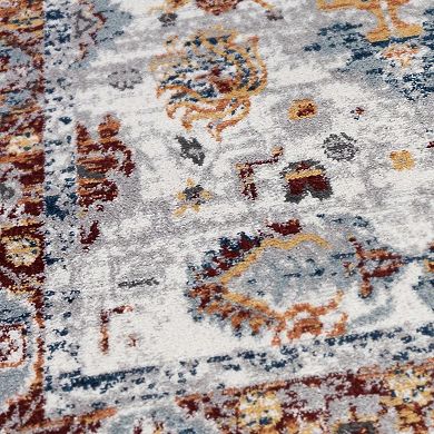 HomeRoots Rectangle Floral Polypropylene Area Rug