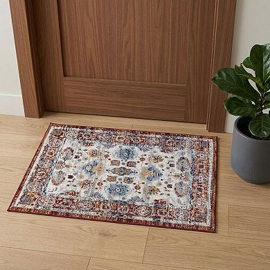 HomeRoots Rectangle Floral Polypropylene Area Rug
