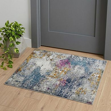 HomeRoots Rectangle Abstract Polypropylene Area Rug
