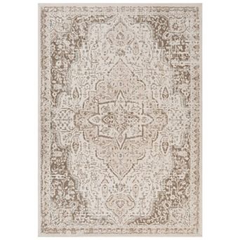 HomeRoots Rectangle Medallion Polypropylene Area Rug