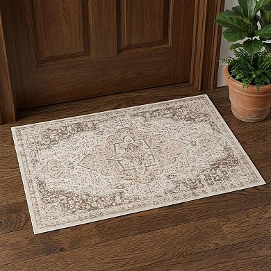 HomeRoots Rectangle Medallion Polypropylene Area Rug