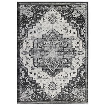 HomeRoots Rectangle Medallion Polypropylene Area Rug