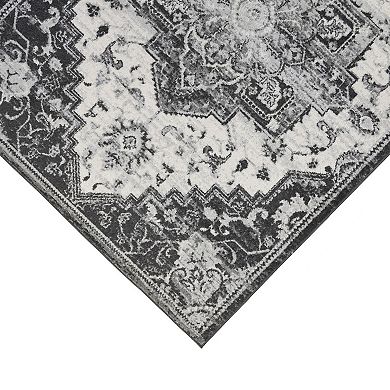 HomeRoots Rectangle Medallion Polypropylene Area Rug