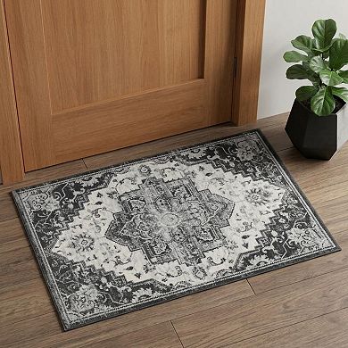 HomeRoots Rectangle Medallion Polypropylene Area Rug