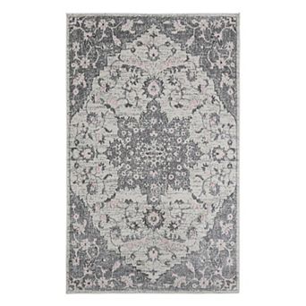 HomeRoots Rectangle Medallion Polypropylene Area Rug