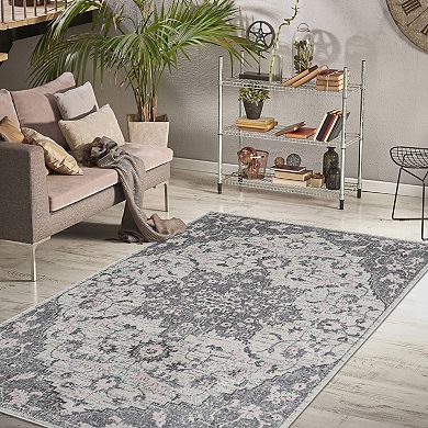HomeRoots Rectangle Medallion Polypropylene Area Rug