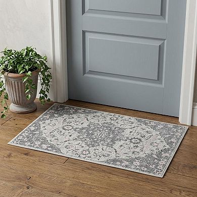 HomeRoots Rectangle Medallion Polypropylene Area Rug