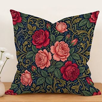 Waterproof Cotton Linen Pillow Covers 18", Vintage Floral Print singular