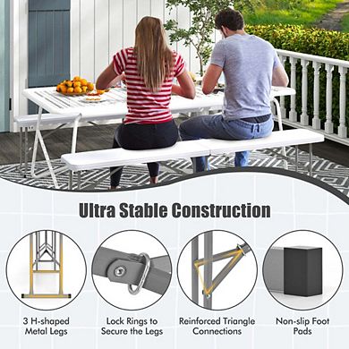 6 Feet Plastic Folding Bench Picnic Camping Dining Seat with Carrying Handle