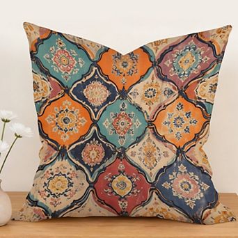 Vintage Boho Printed Indoor/Outdoor Throw Pillow Cover 18x18 Inch