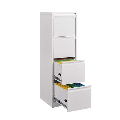 4-Drawer Vertical Narrow Metal File Cabinet with Lock, Space-Saving Office Storage