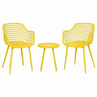 3 pc Patio Chair Set with PP Seat and Tabletop for Porch