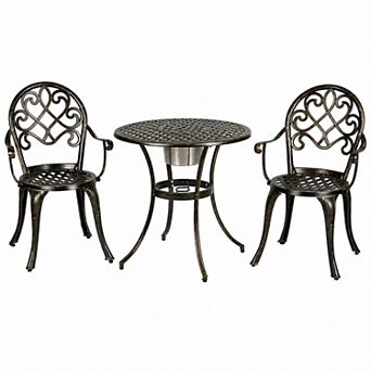 3 pc Outdoor Set Patio Bistro with Attached Removable Ice Bucket