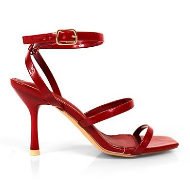 Agnes-2 Patent Ankle Strap Stiletto Heel Dress Sandals