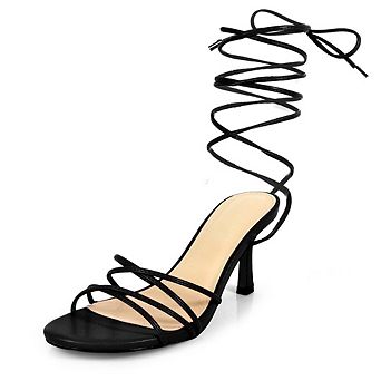 Aiyana-1 Strappy Lace Up Mid Heel Dress Sandals