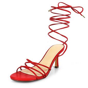 Aiyana-1 Strappy Lace Up Mid Heel Dress Sandals