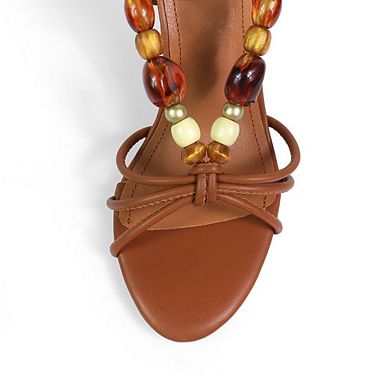 Assa-2 Beaded Lace Up Stiletto Heel Dress Sandals