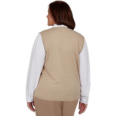 Plus Size Alfred Dunner Union Square Embroidered Vest Sweater