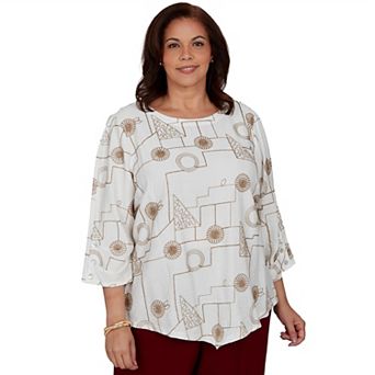 Plus Size Alfred Dunner Soutache Geo Floral Top