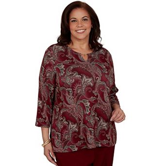 Plus Size Alfred Dunner Union Square Paisley Scroll Melange Knit Top