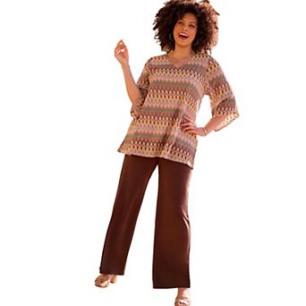Catherines Women's Plus Size Margaret Jacquard Angel Sleeve Top