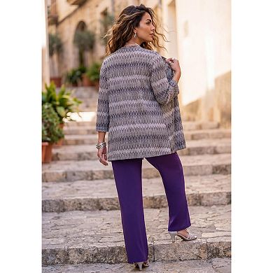 Catherines Women's Plus Size Jacquard Cardigan & Tank One Piece Top