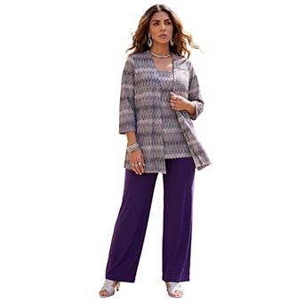 Catherines Women's Plus Size Jacquard Cardigan & Tank One Piece Top