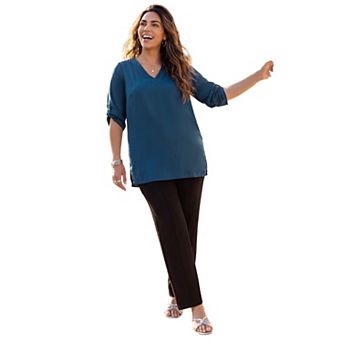 Catherines Women's Plus Size Petite Philippa Pintuck Blouse
