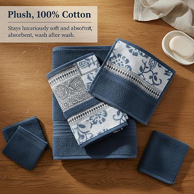 Floral Trail 6-piece Cotton Towel Set Reversible Yarn Dyed Jacquard Absorbent Quick Dry Soft Durable