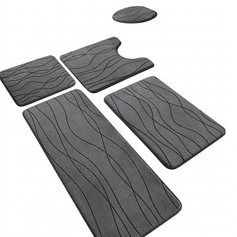 Memory Foam Bathroom Rug Set 5 pc Ultra Absorbent Non-Slip Machine Washable Dry Quickly