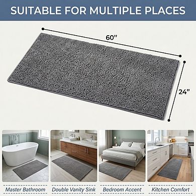 Luxury Shaggy Bath Mat Ultra Soft Absorbent Non Slip Washable Bathroom Rug Runner