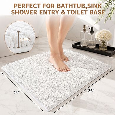 Non Slip Washable Extra Thick Soft Chenille Absorbent Quick Dry Bath Mat