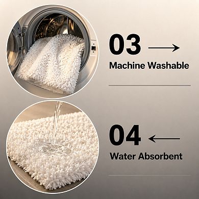 Non Slip Thick Plush Bath Mat Ultra Absorbent Washable Bathroom Rug