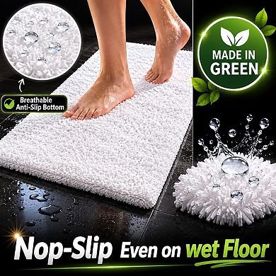Non Slip Thick Plush Bath Mat Ultra Absorbent Washable Bathroom Rug