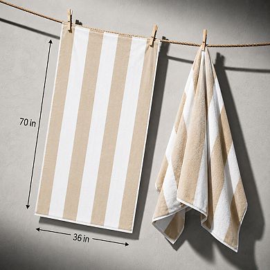 Oversized 100% Cotton Cabana Striped Beach Towel Ultra Absorbent Quick Dry