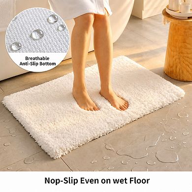 Plush Non Slip Absorbent Microfiber Bath Mat Thick Soft Machine Washable