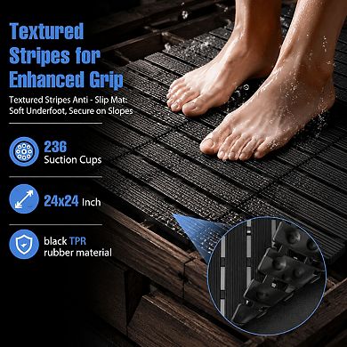 Non Slip Shower Mat 236 Suction Cups Quick Dry Machine Washable Safe Bath Mat