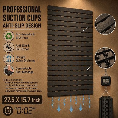 Non Slip Bathtub Mat Suction Cups Drain Holes Easy Cut Soft Safe Bathroom Mat
