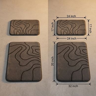 Memory Foam Bathroom Rugs 2-Piece Extra Thick Ultra Soft Absorbent Non Slip Machine Washable Bath