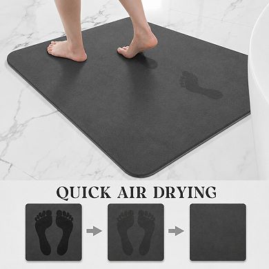 Quick Dry Absorbent Non Slip Faux Suede Bathroom Rug Thin Durable Easy Clean Floor Mat