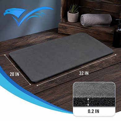 Quick Dry Absorbent Non Slip Faux Suede Bathroom Rug Thin Durable Easy Clean Floor Mat