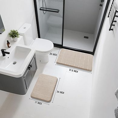 Memory Foam Bathroom Rugs Sets 2 Piece -, Machine Washable Non Slip Floor Carpet for Tub Shower