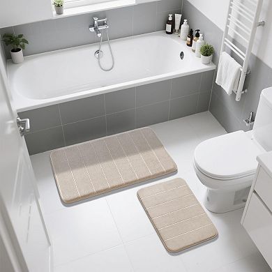 Memory Foam Bathroom Rugs Sets 2 Piece -, Machine Washable Non Slip Floor Carpet for Tub Shower