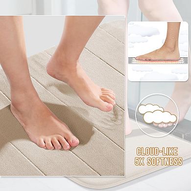 Memory Foam Bathroom Rugs Sets 2 Piece -, Machine Washable Non Slip Floor Carpet for Tub Shower